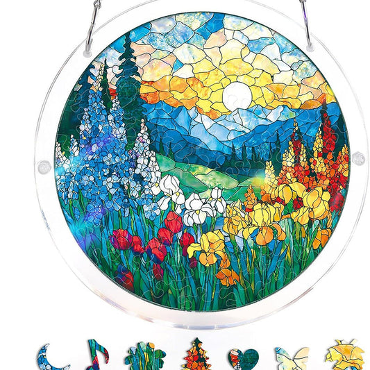 Puzzle en acrylique « Coucher de soleil et mer » à suspendre à la fenêtr