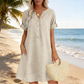 🍂🌸 OFFRE LIMITÉE 56% DE RÉDUCTION! Robe Tunique Indispensable à Col V avec Poches – Mélange de Coton Doux, Facile d’Entretien, Poches des Deux Côtés – Un Basique de Garde-Robe pour Printemps, Été et Superposition en Automne 🧥🧣