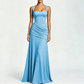 Robe longue à encolure carrée et corsage froncé pour femm