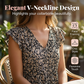 Top Peplum Floral À Col V et Manches À Volants pour Femme - Été