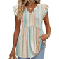 Top Peplum Floral À Col V et Manches À Volants pour Femme - Été