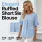 Blouse à manches courtes à volants pour femm