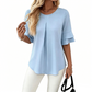 Blouse à manches courtes à volants pour femm
