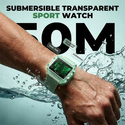 ⌚ 50% DE RÉDUCTION! ✨ Montre Digitale Transparente Étanche 50M – Affichage hybride, rétroéclairage & chronomètre – 9 coloris – Look rétro-futuriste pour le sport & le quotidien 💎