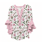Blouse élégante à col en V et manches à volant