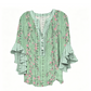 Blouse élégante à col en V et manches à volant