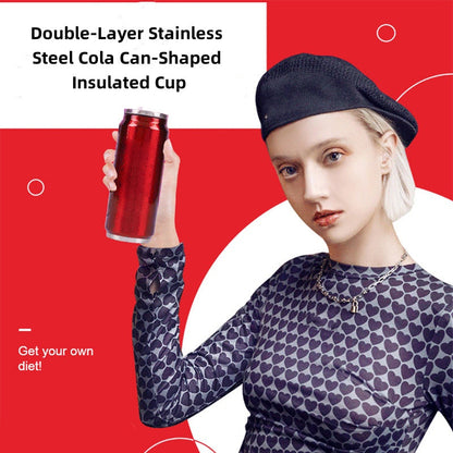 Tasse isotherme en acier inoxydable à double paroi, en forme de canette de col