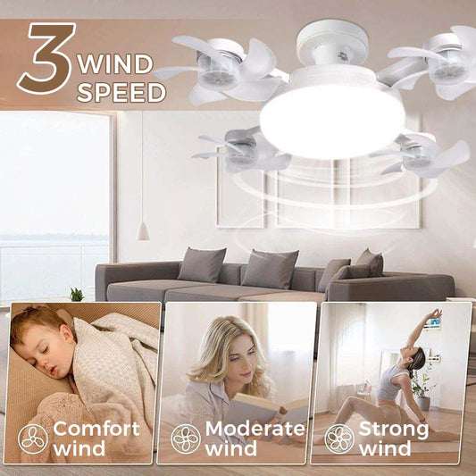 🌀Nouveau ventilateur de plafond avec éclairage et douille E27 – Ventilateur LED silencieux 2 en 1 avec télécommande, combinaison écoénergétique de refroidissement et d'éclairage pour la chambre à coucher