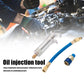 🔧❄️ PROMO -50% ! Injecteur Colorant & Huile Climatisation Auto – Laiton Premium Haute Résistance, Tuyau 2500 PSI, Raccord Rapide R134a, Corps Transparent Gradué · 230g ✨