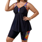 Maillot de bain deux-pièces pour femme : haut tankini ample et shor