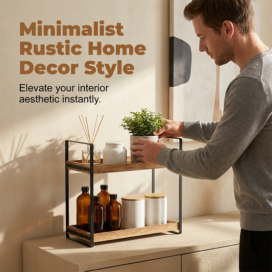 Étagère de rangement polyvalente en bois à deux niveau
