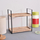 Étagère de rangement polyvalente en bois à deux niveau