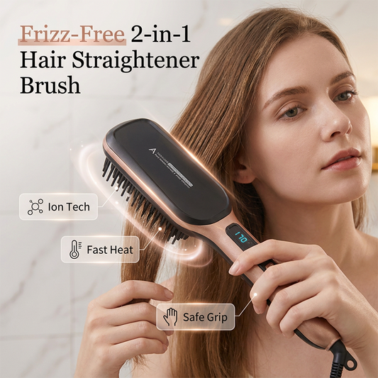 Brosse-lisseur 2-en-1 à ions négatifs