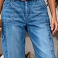 📢👖 PROMO FLASH 50% ! Pantalon Jean Court Extensible Femme – Coupe Barrel Décontractée, Taille Mi-Haute, Poches Multiples, 2 Coloris, Tailles S-3XL, Idéal Quotidien ✨