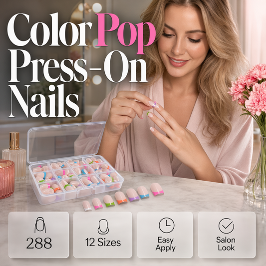 🥳 PROMOTION EXCEPTIONNELLE 2026 🥳💞 PLUS DE 50 000 EXEMPLAIRES VENDUS ! 💅✨ 50 % DE RÉDUCTION ! 🎁 Ongles à coller « Color Pop »