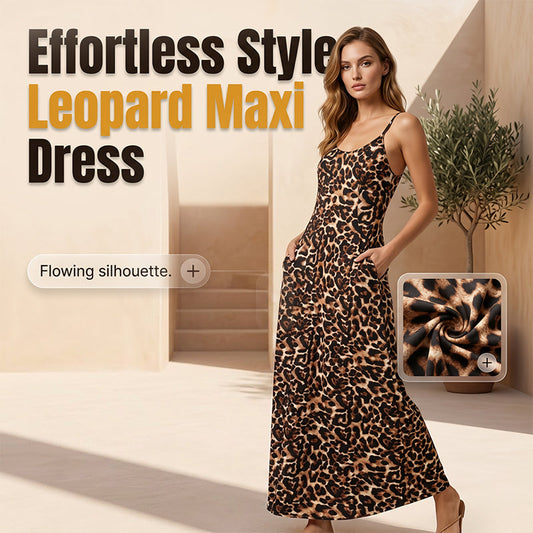 👗 50% OFF NOW! 🐆 Women's Leopard Print Spaghetti Strap Maxi Dress – Flowy & lightweight – Perfect for beach, summer parties or bold daily style – wild and elegant 🌊✨
