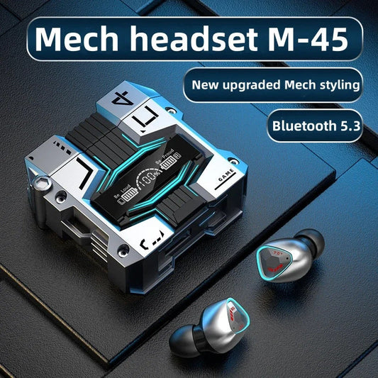 Casque sans fil Bluetooth intelligent M-45, style « Mecha »