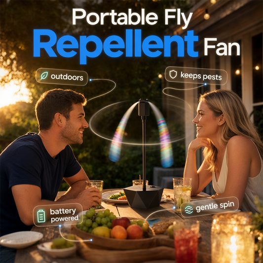 Ventilateur anti-mouches rétractable et rechargeable par USB pour l'extérieu