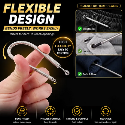 Enfile-cordon à ressort flexible en acier inoxydabl