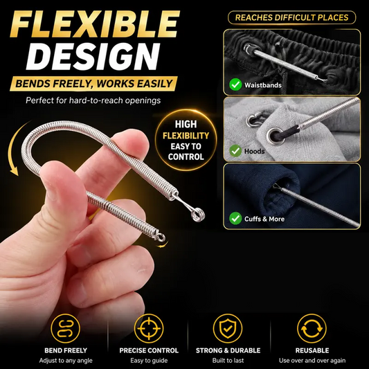 Enfile-cordon à ressort flexible en acier inoxydabl