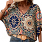 📢📢-50% !! ⏰ Blouse Femme Col V Imprimé Bohème Été Coupe Ample