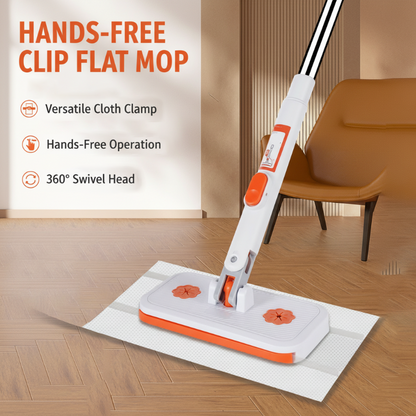 Balai à franges plat multifonctionnel avec clip mains libre