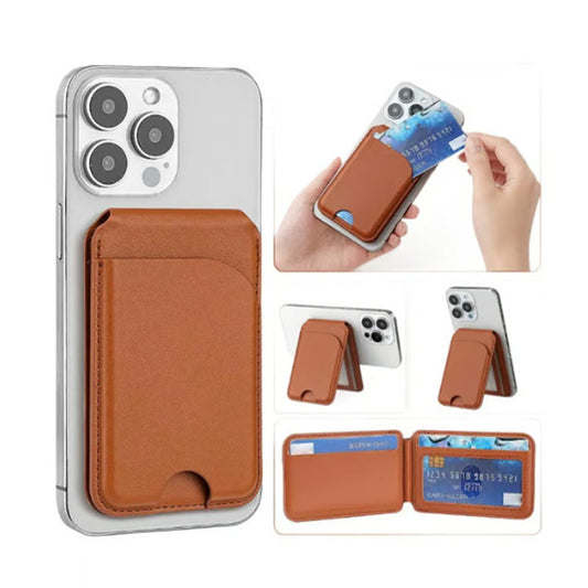Support 2-en-1 magnétique en cuir PU pour cartes et téléphon