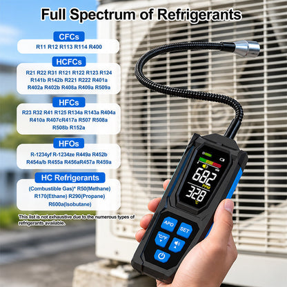 ❄️🔍 Détecteur de fuites halogène rechargeable – Sonde flexible, écran LCD, sensibilité maximale pour trouver la moindre micro-fuite de gaz réfrigérant sans effort 🛠️💨