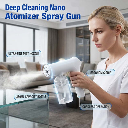 💨🔫 Pistolet de pulvérisation sans fil Nano Atomizer – Brouillard ultra-fin, rechargeable, désinfectez, parfumez et hydratez toutes vos surfaces sans laisser de traces, le couteau suisse du nettoyage moderne 🧴⚡