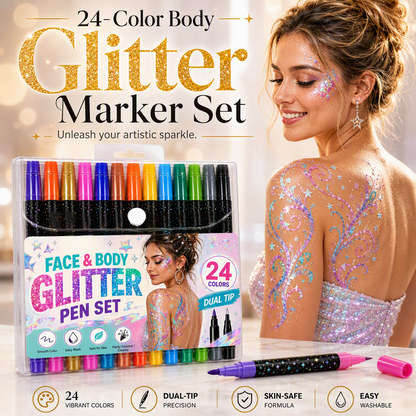 🎨 ACHETEZ 1, OBTENEZ 1 GRATUIT! ✨ Marqueurs pailletés pour le visage – Double pointe, lavable & sans danger – Parfaits pour enfants et adultes 🧒🎉