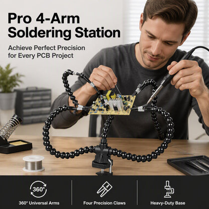 Station d'aide au soudage avec 4 bras flexible