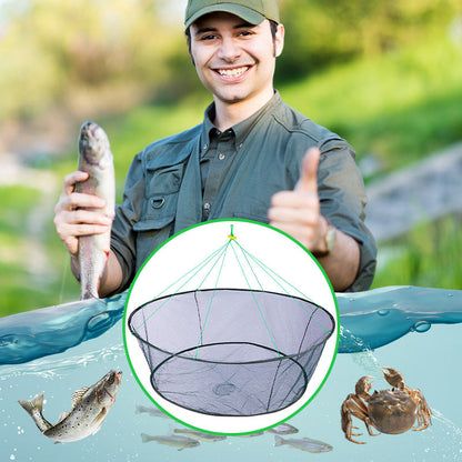 Épuisette de pêche portable et pliable, à lancer à la main, avec corde