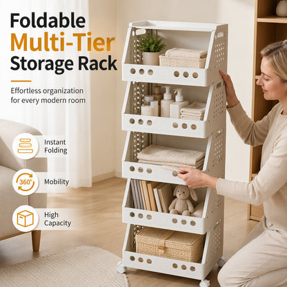 👞 PROMO FLASH : 50% DE RÉDUCTION ! Organisateur de Rangement Pliable à Plusieurs Niveaux – Roulettes 360° & Gain de Place for Un Intérieur Organisé et Mobile ✨📦