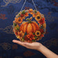 🍂 Couronne d'automne en potiron avec motif en losanges à suspendre – Kit de bricolage complet