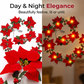 Guirlande lumineuse de Noël avec des poinsettias