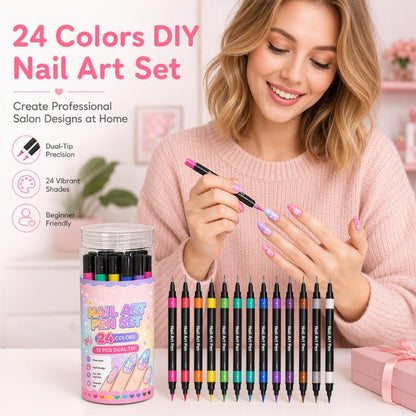 ⏳Offre à durée limitée : 50 % de réduction⏰Coffret de 24 stylos de nail art double face🪄