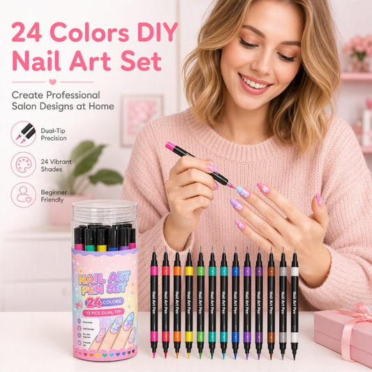 ⏳Offre à durée limitée : 50 % de réduction⏰Coffret de 24 stylos de nail art double face🪄
