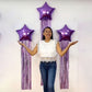 🎉 -50% ! Lot ballons alu étoile + pompons + kit fond photo avec guirlande – installation facile – pour anniversaires et fêtes à thèm