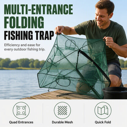 🎣Filet de pêche pliable à plusieurs entrée