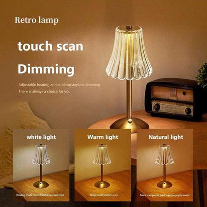 🔥 50 % DE RÉDUCTION 💡 Lampe de table rétro rechargeable – Réglage de l'intensité par simple effleurement, 3 nuances de lumière et conception sans fil