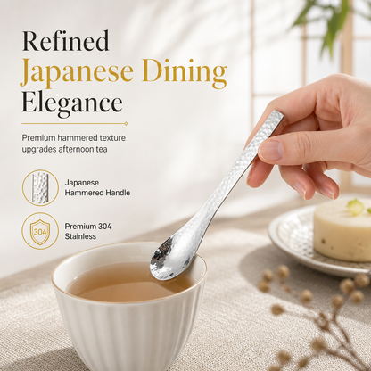 🥄 -50 % pour une durée limitée ! 🍮 Cuillère à dessert martelée en acier inoxydable 🍽️