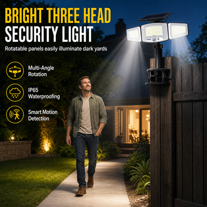 Lampe solaire à 3 têtes avec détecteur de mouvemen