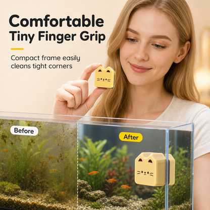 Nettoyeur magnétique double face pour vitres d'aquarium